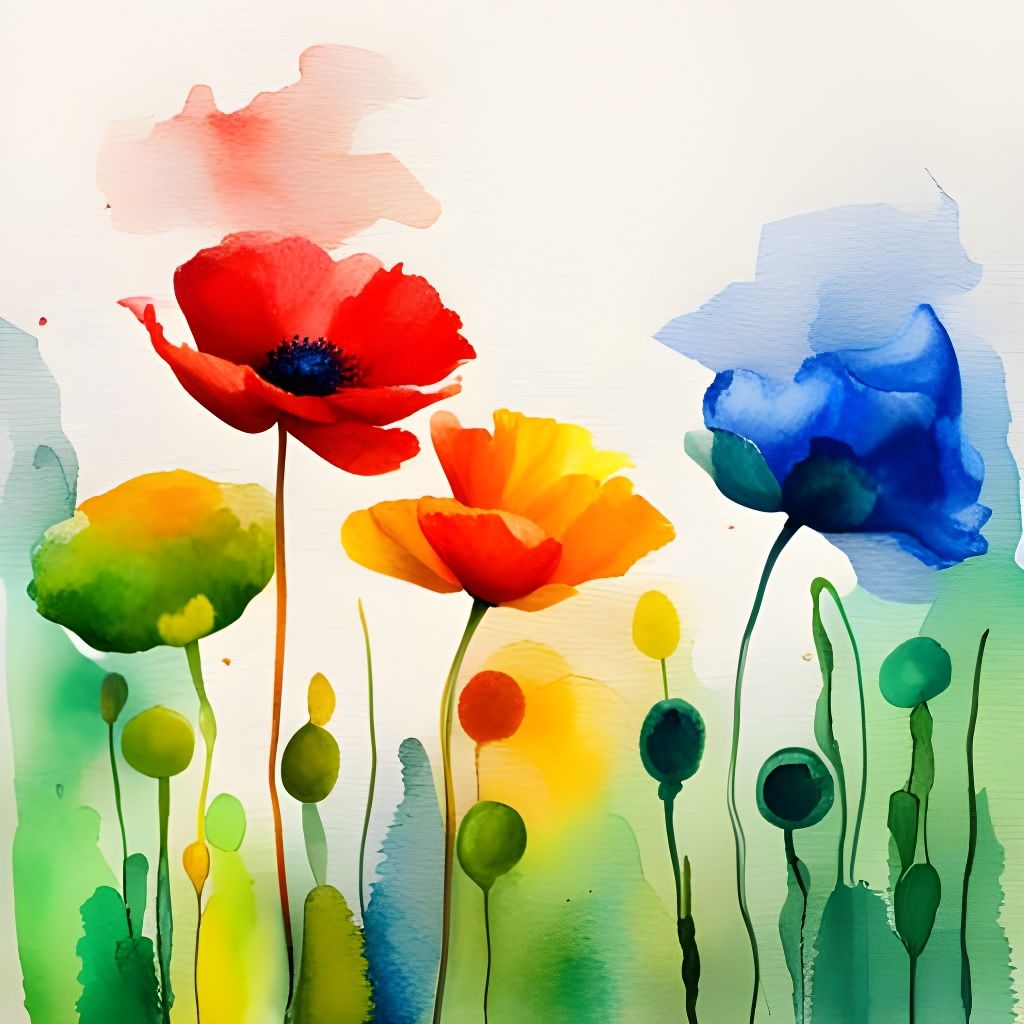Watercolour poppies