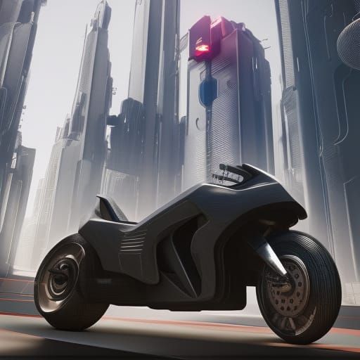 Bike in futuristic city