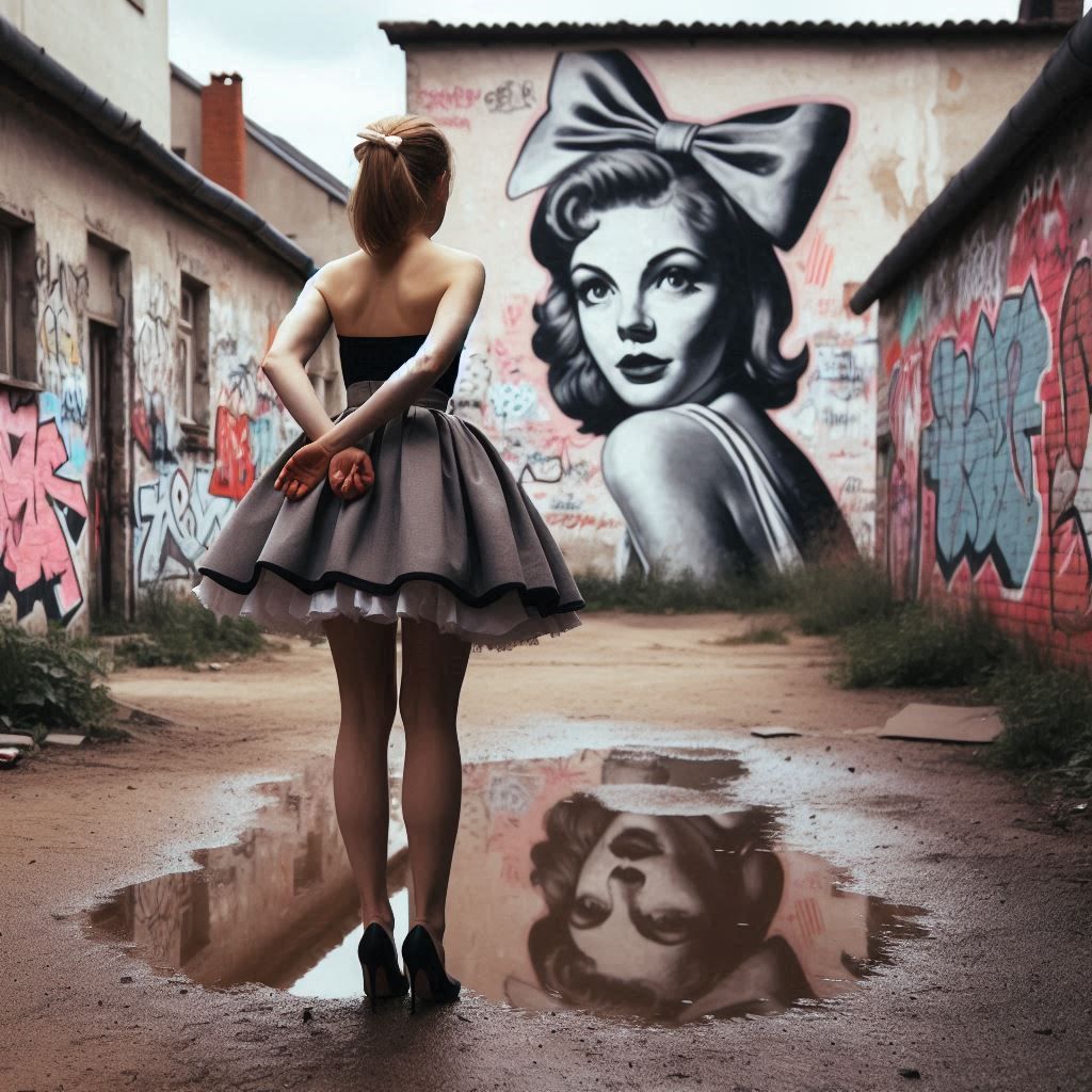 Graffiti portrait with bow