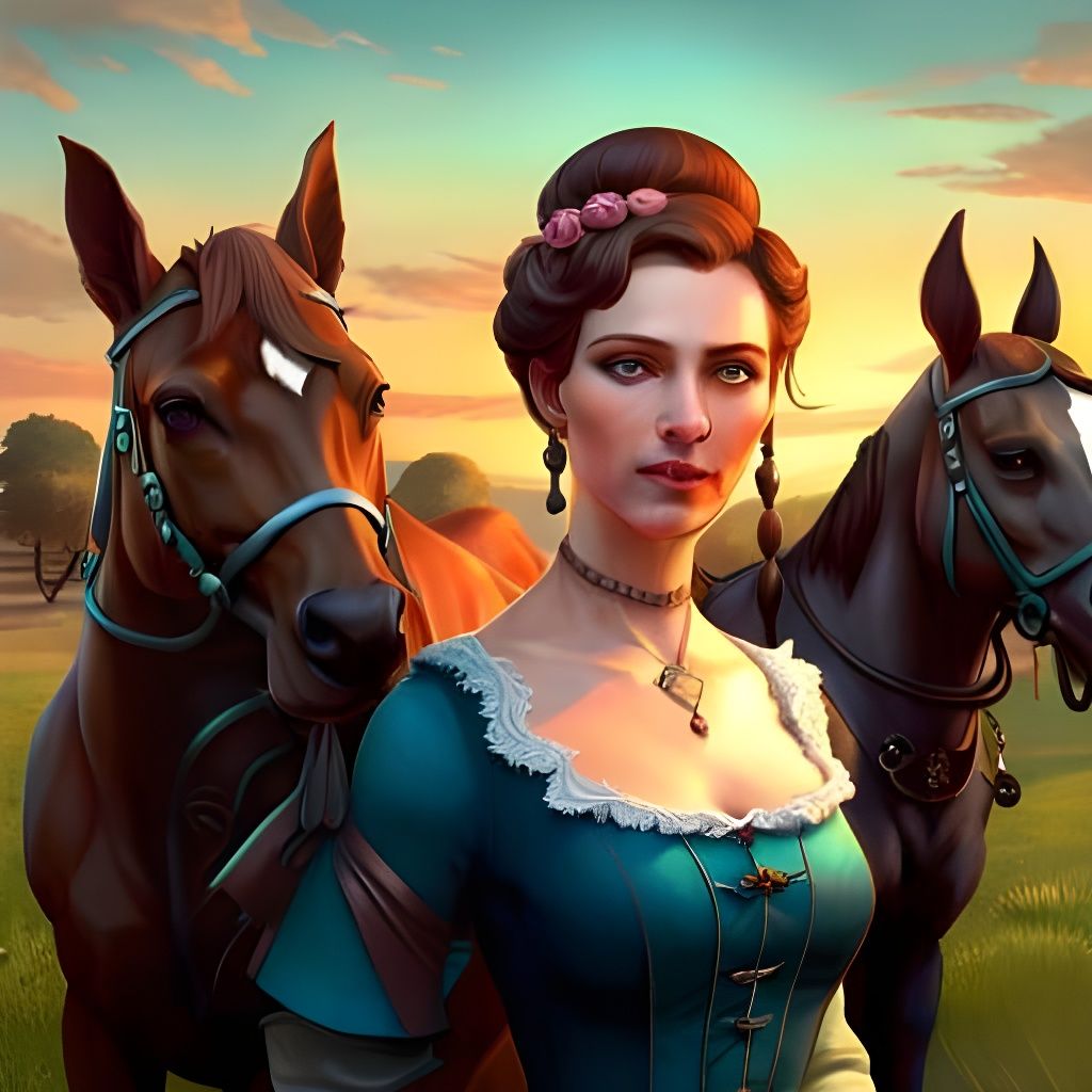 Victorian woman and horses