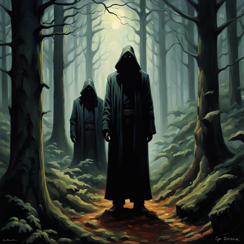 Mysterious figures lurking in the woods.   by @Suz