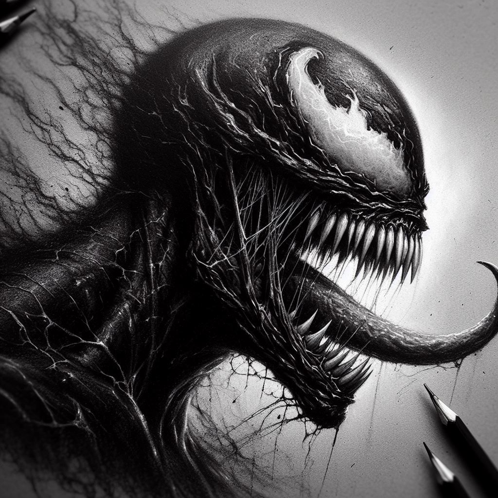Charcoal sketch of Venom