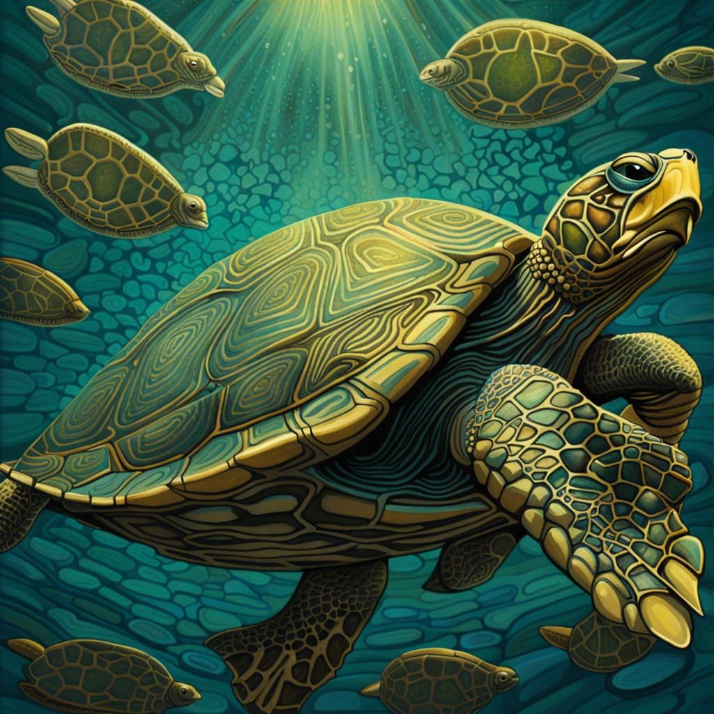 The Art Deco Old Turtle - AI Generated Artwork - NightCafe Creator