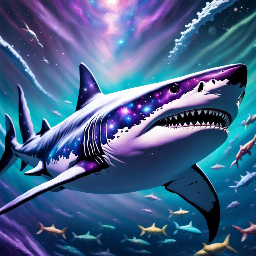 A galaxy shark AI Generated Artwork NightCafe Creator