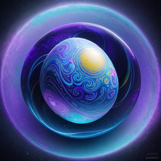 Eggs that have swirling blue and purple patterns.