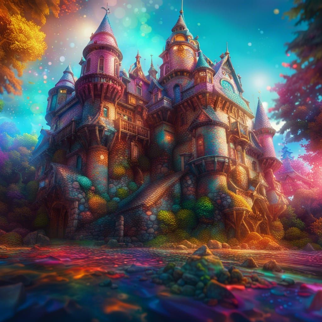 Psychedelic fantasy castle - AI Generated Artwork - NightCafe Creator