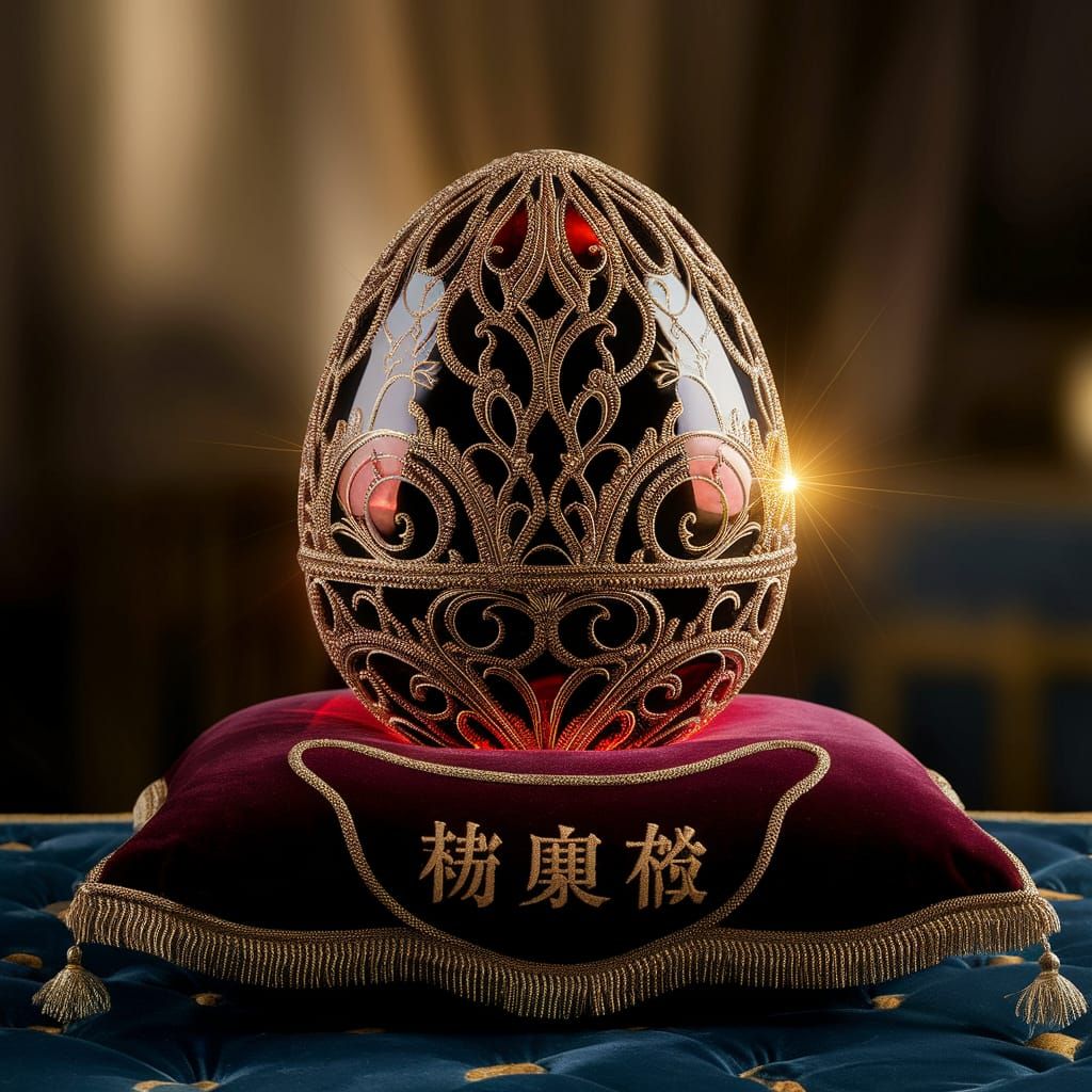 Luminescent Fabergé Egg in Elegant, Opulent Setting