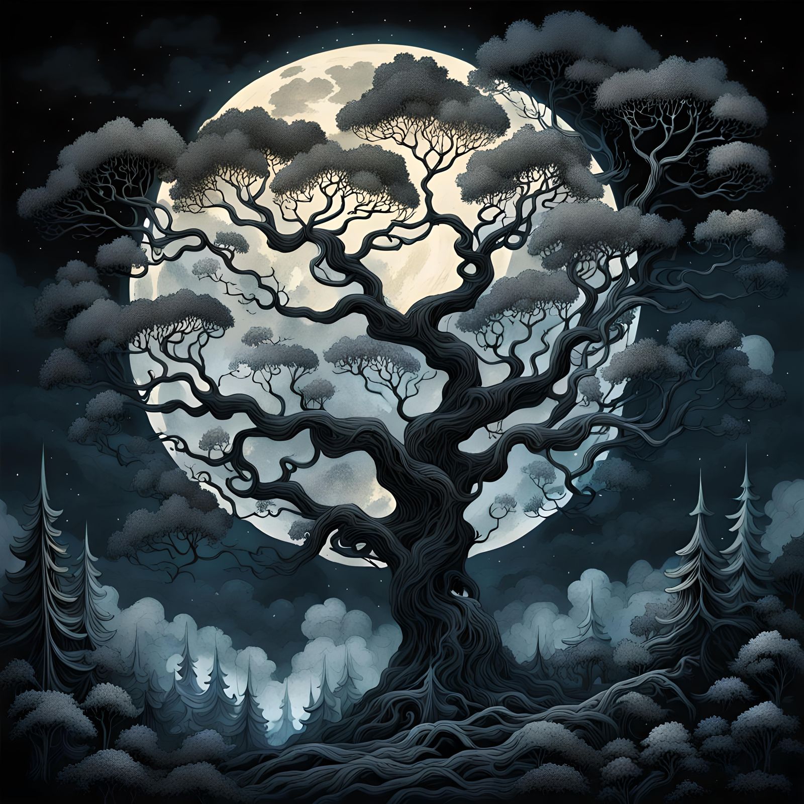 The Moon and the Yew Tree  by @Oblique Lens