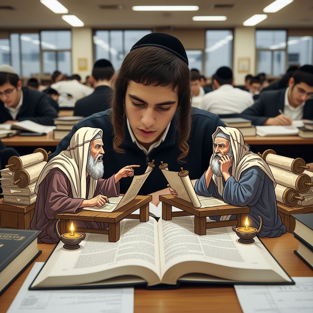 Orthodox Jewish Students Learning Talmud