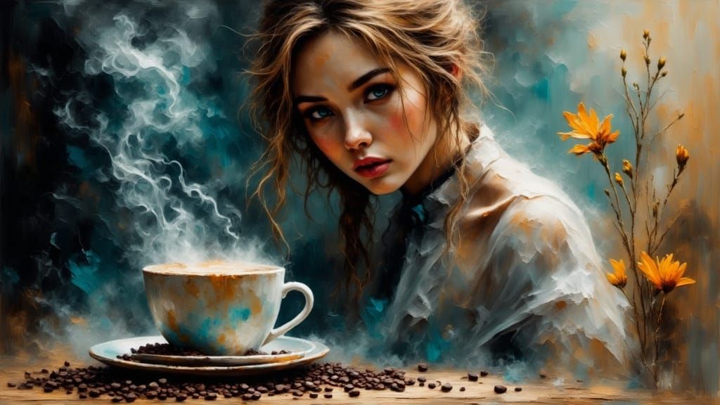 Cyborg, créature Femme prépare un café_022