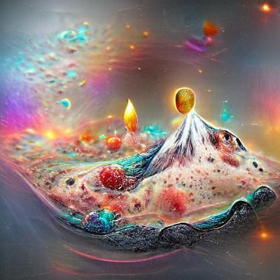 Sparkling Icecream vulcano with bubbles