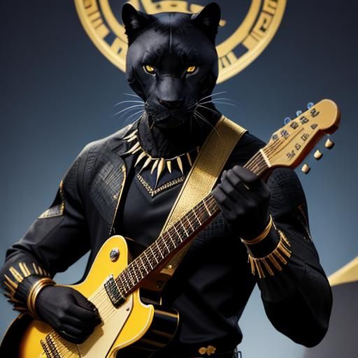 Black Panther Plays Golden Guitar
