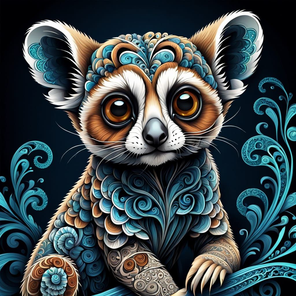 Intricate Fractal Tattoo Design with Zentangle and 3D Shadin...