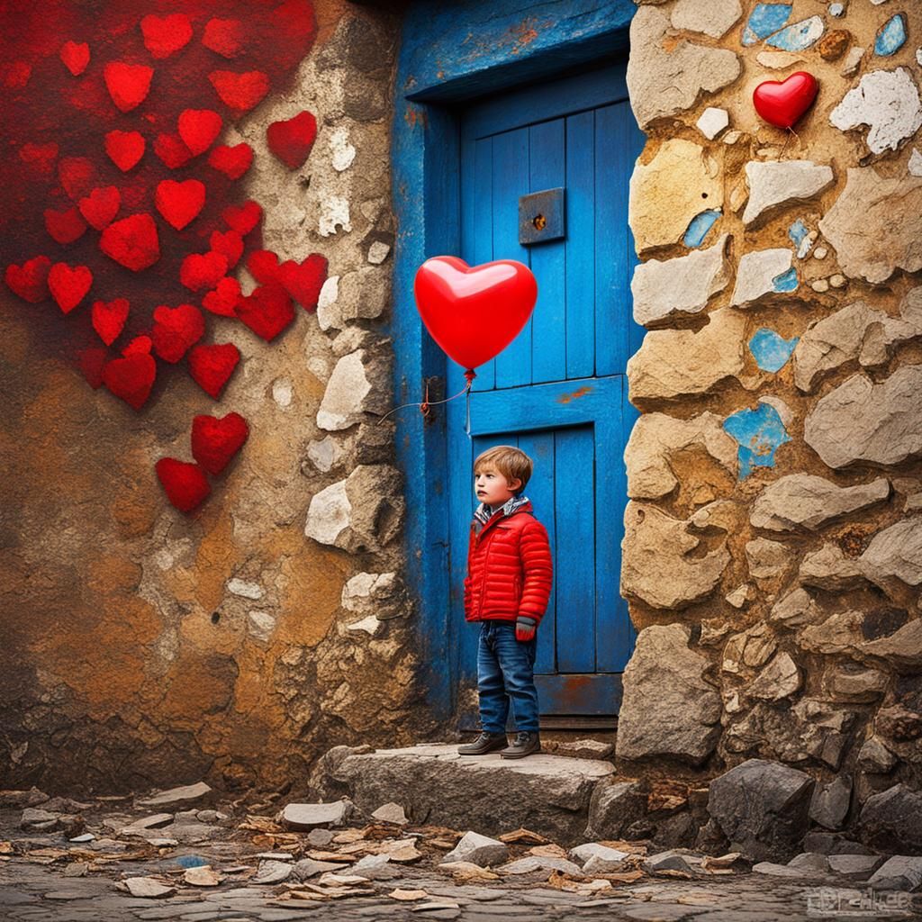 a boy with a balloon