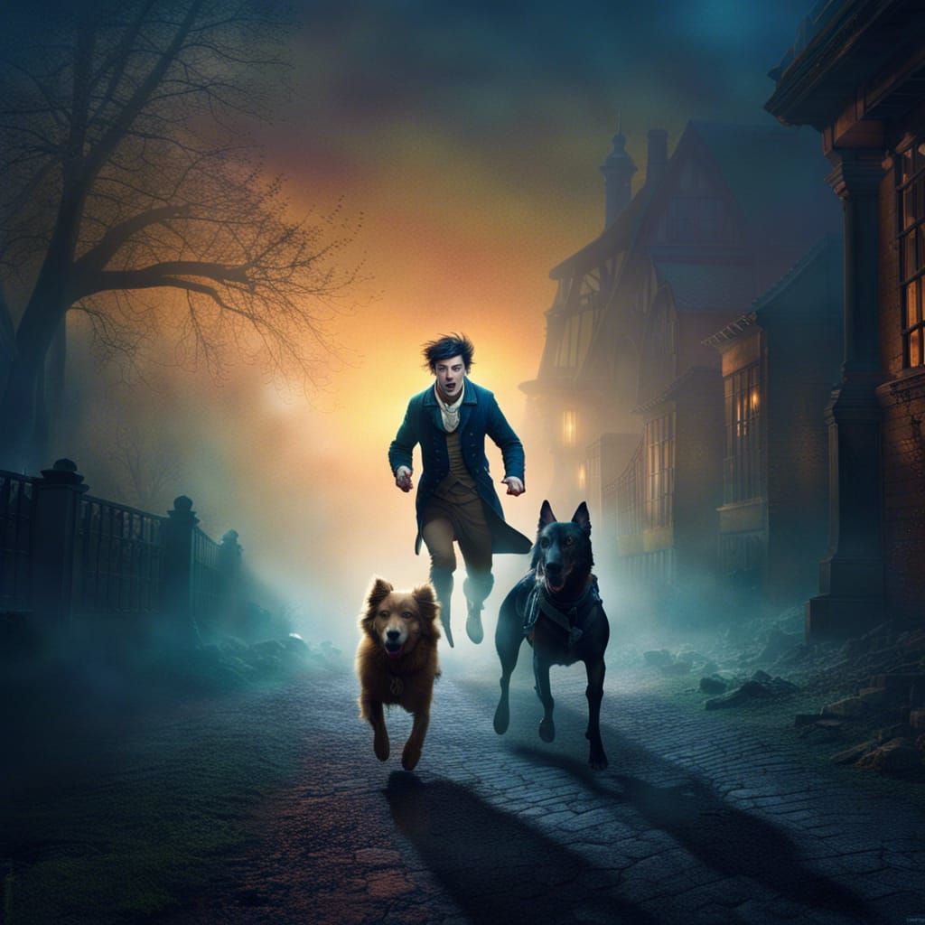 A twenty-year-old man runs after a dog in distress in the ni...