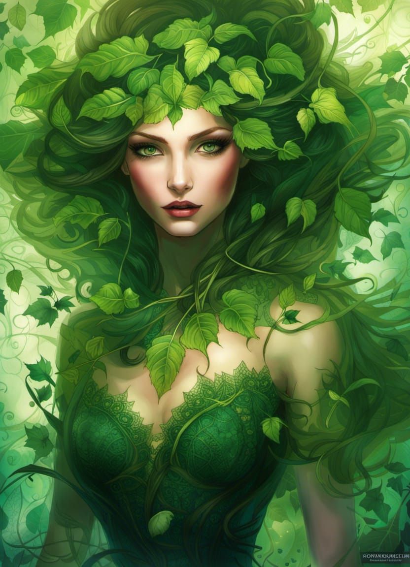 Green Leaves Woman.