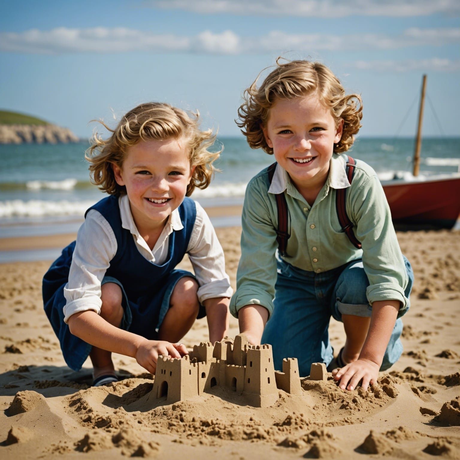 Making sandcastles at the English seaside when were children...