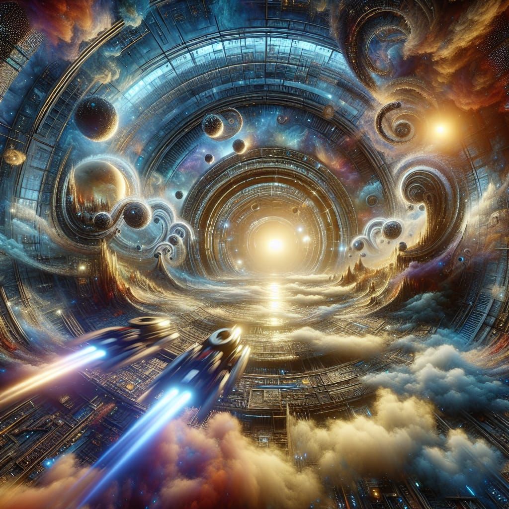 Cosmodrive, Propelling Interstellar vehicles with Quantum Propulsion detailed matte painting, deep color, fantastical, i...