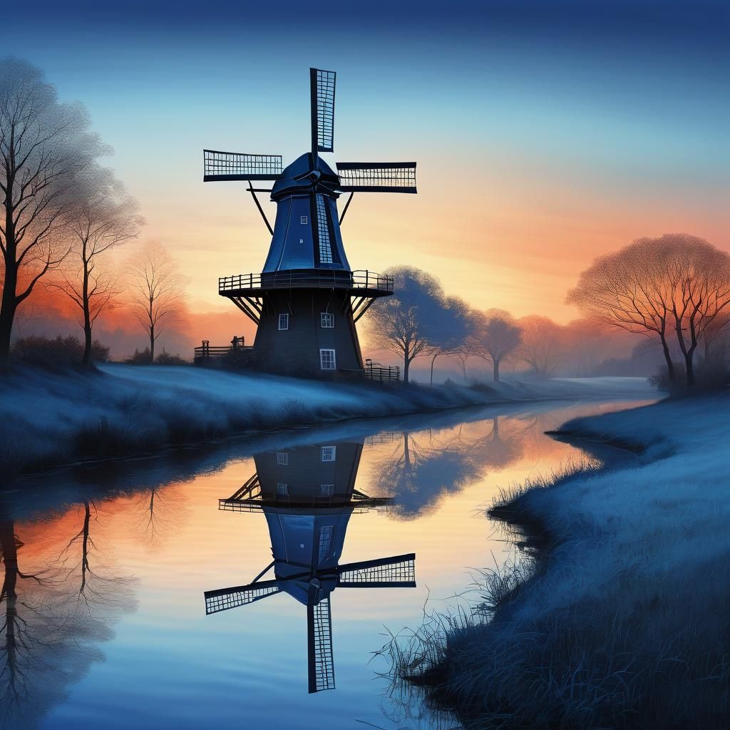 Windmill At Sunset  by @Macfoggy