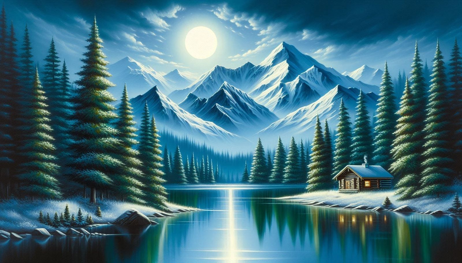 Moonlit Mountain Lake