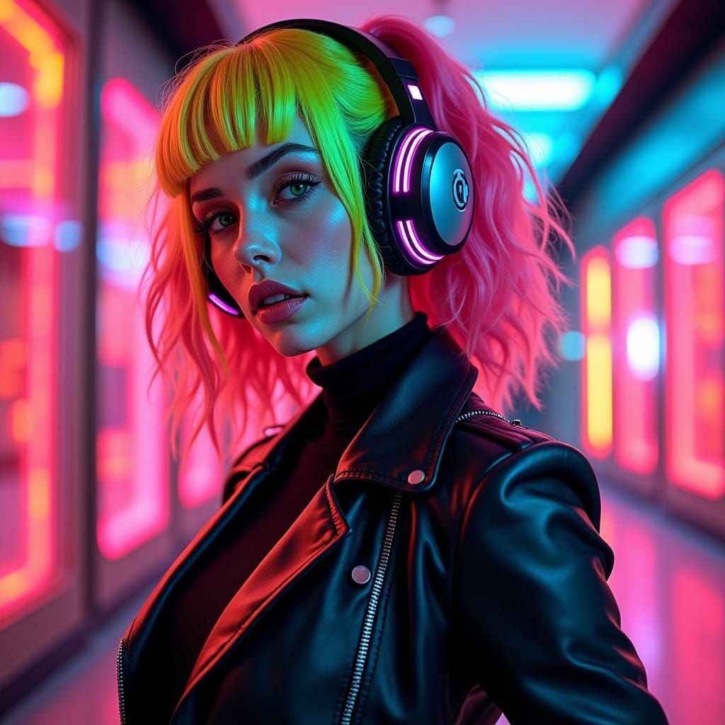 stunning-modern-synth-pop-woman-gothic-rainbow-headphone-vibrant