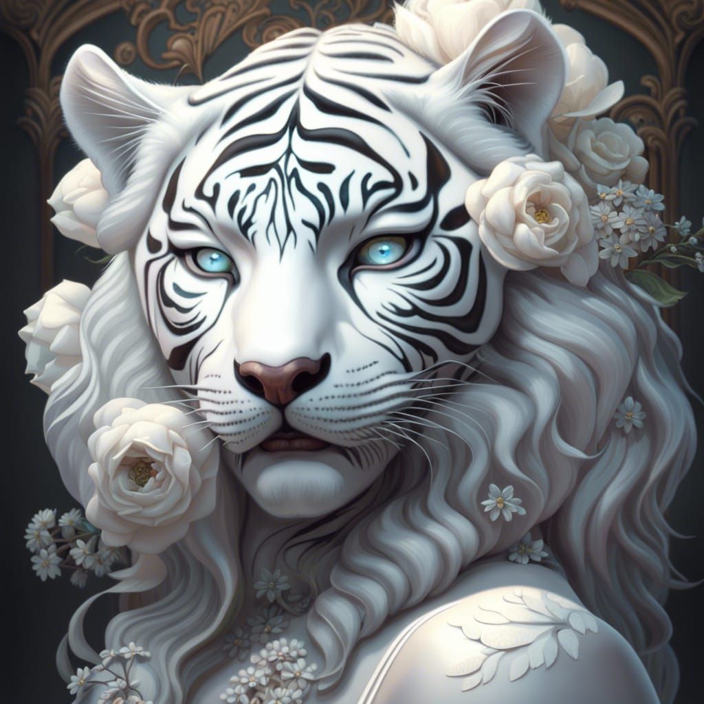 portrait of a white tiger 