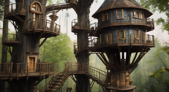 Unusual Biopunk Treehouses with Steampunk elements ,

Profes...
