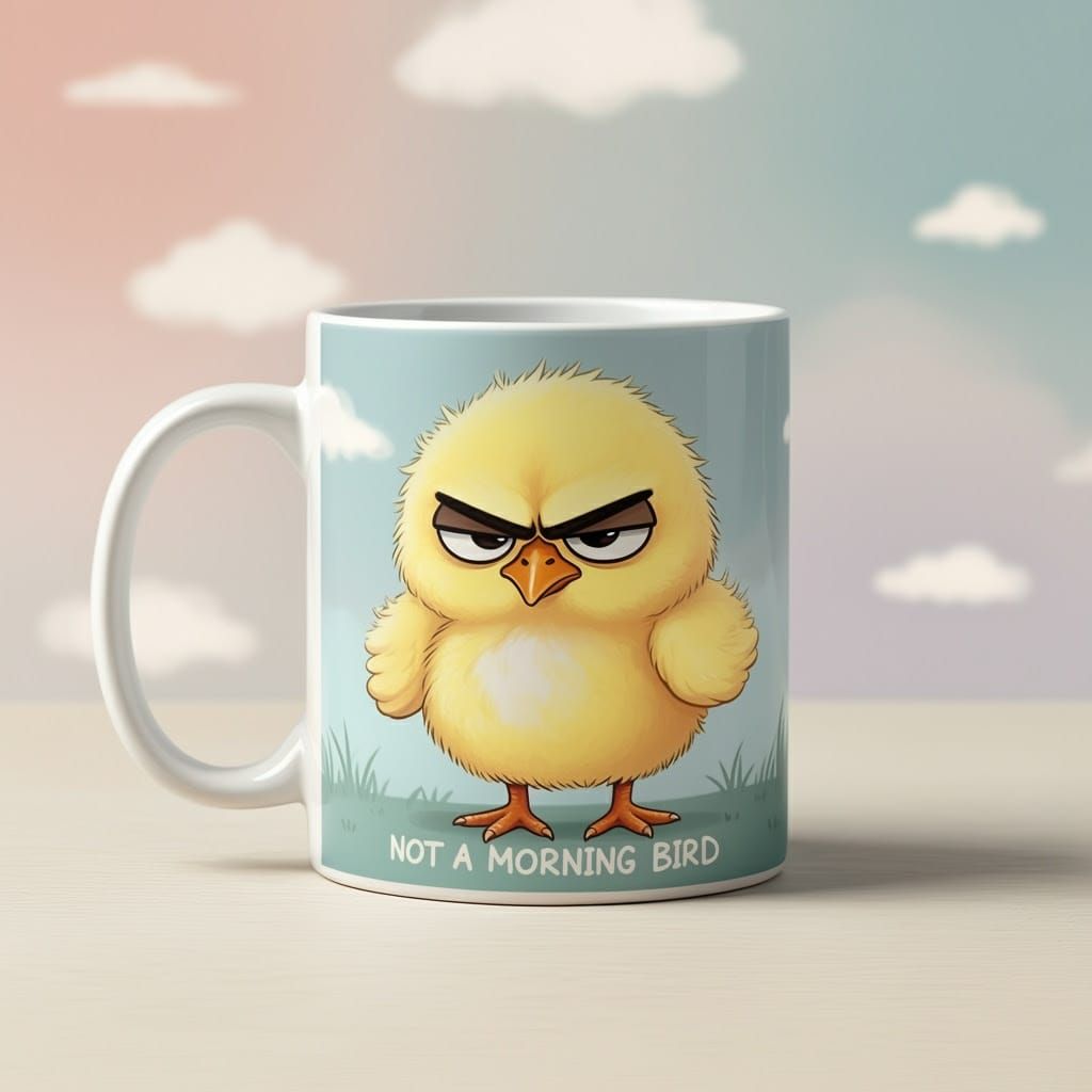 Grumpy Chick Mug in Beatrix Potter Style