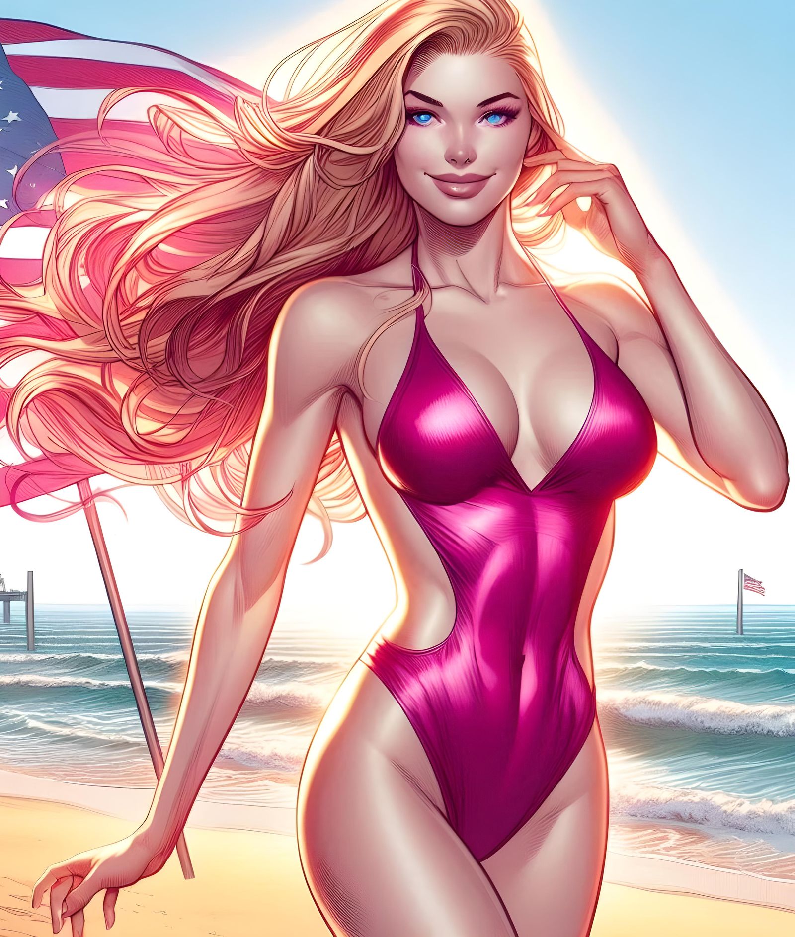 Swimsuit Calendar Waifus: Star Siren, America's Sweetheart