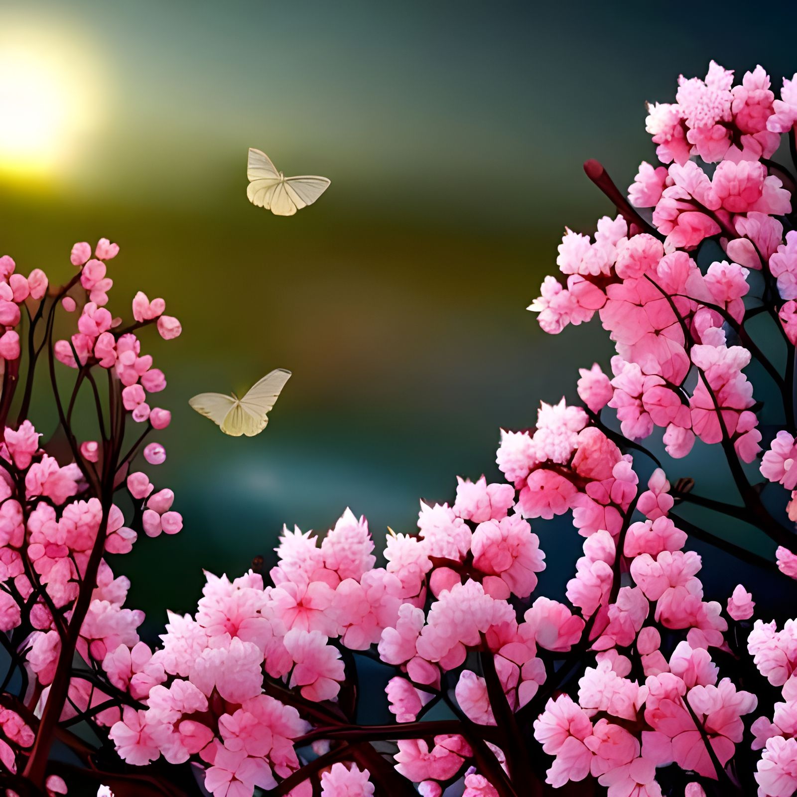 Cherry Blossom Tree and Butterflies  by @CNEWBY