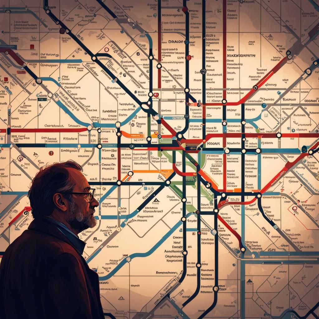 A map of the London underground and a bemused tourist, ambie...