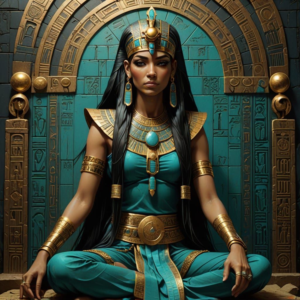 Ancient Egyptian Goddess in Regal Splendor - AI Art