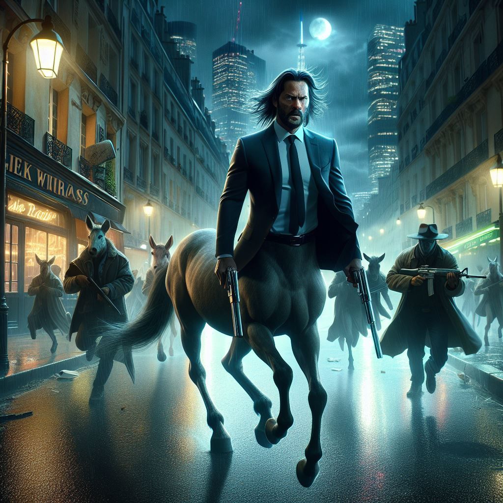 john wick centaur antro fighting criminals in the streets of...