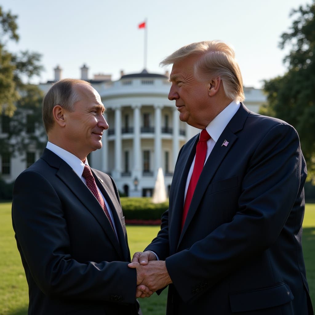Putin and Zelensky Handshake Near Trump