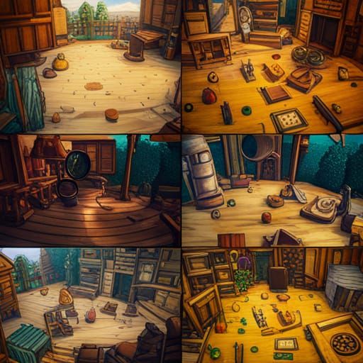 A collage of mysterious Stardew Valley locations with a magnifying