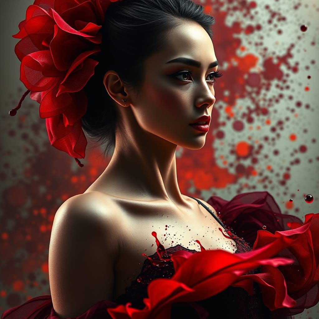 full body fashion dress in dark red and black  by @Miss Dragons