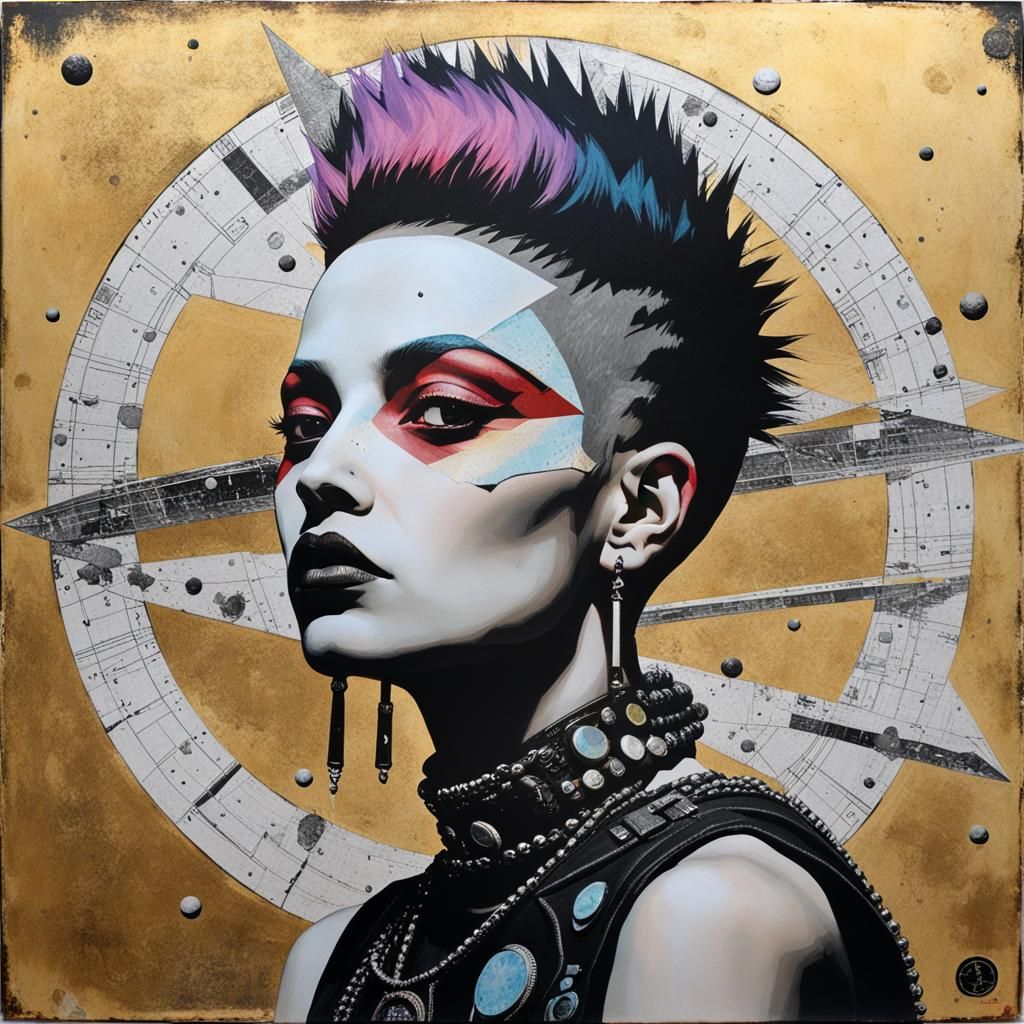 PORTRAIT POWERFUL (punk:9.9) ROCK AND ROLL (3-dimensional:3)  Astrologeress, SATURNO BUTTO,  (MIXED-MEDIA:3) ...  by @3moons
