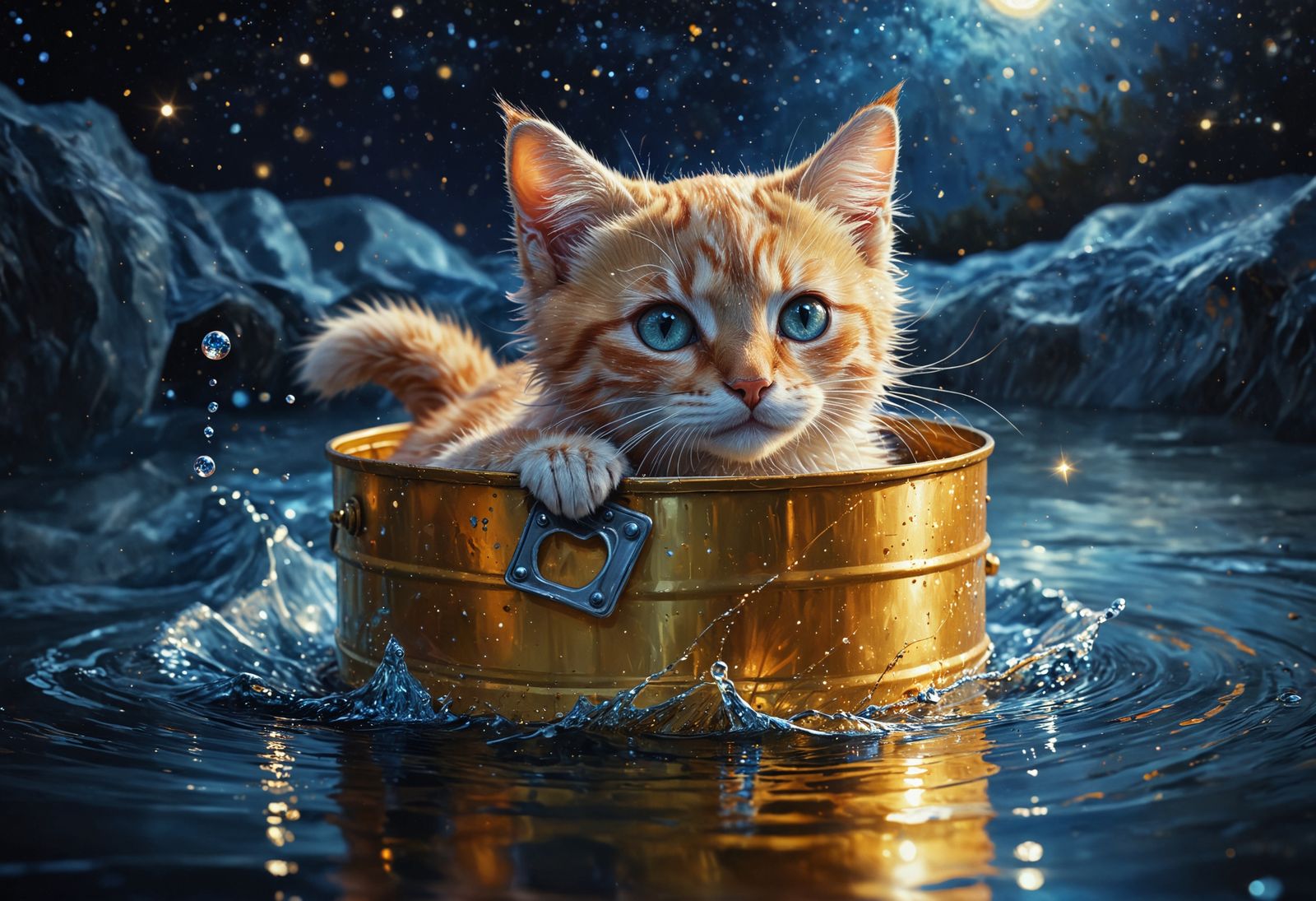 The kitten in tin can has worries