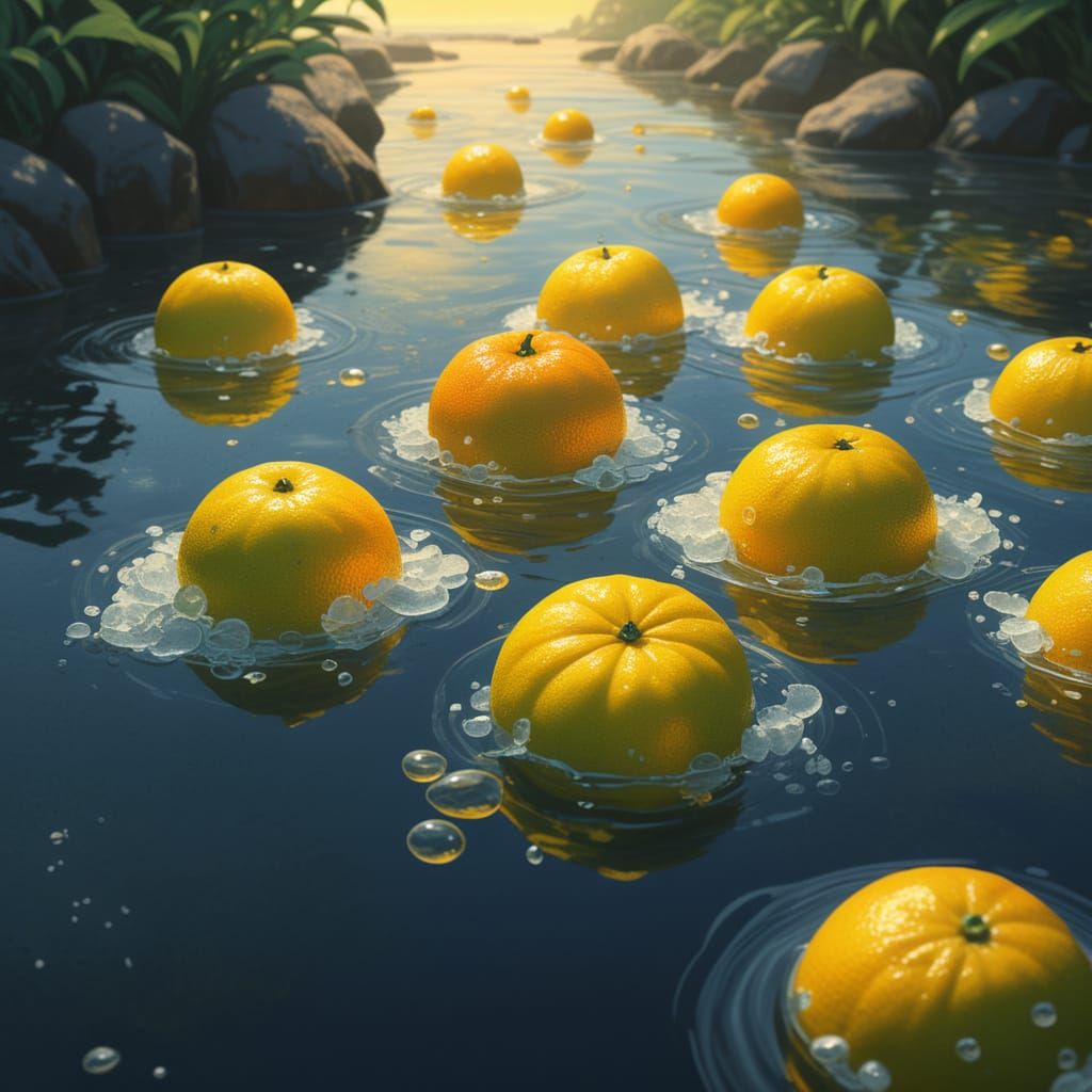 Yuzu is placed in a steaming hot spring. 