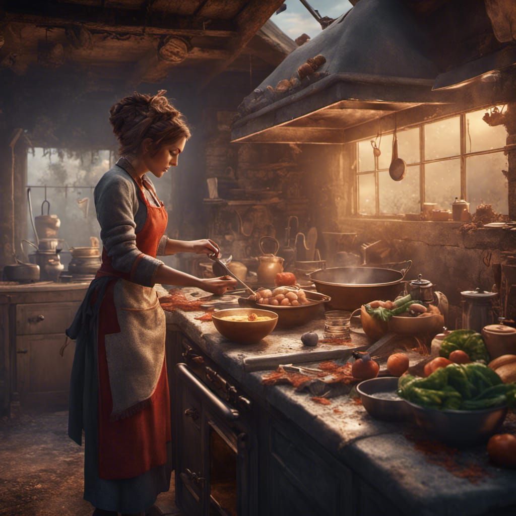 a cooking woman AI Generated Artwork NightCafe Creator