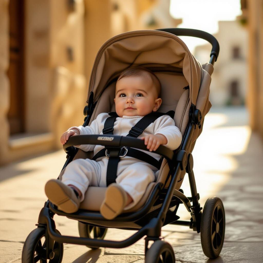 Benjamin Netanyahu as Baby in Stroller, Cinematic Lighting