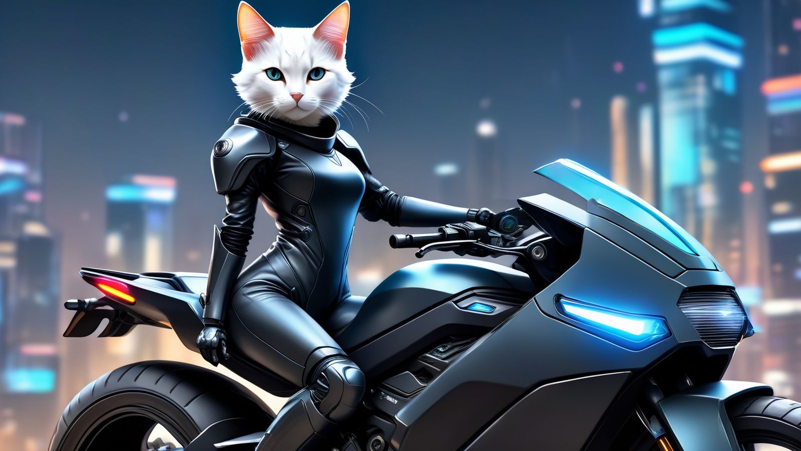 Kitty On A Motorcycle