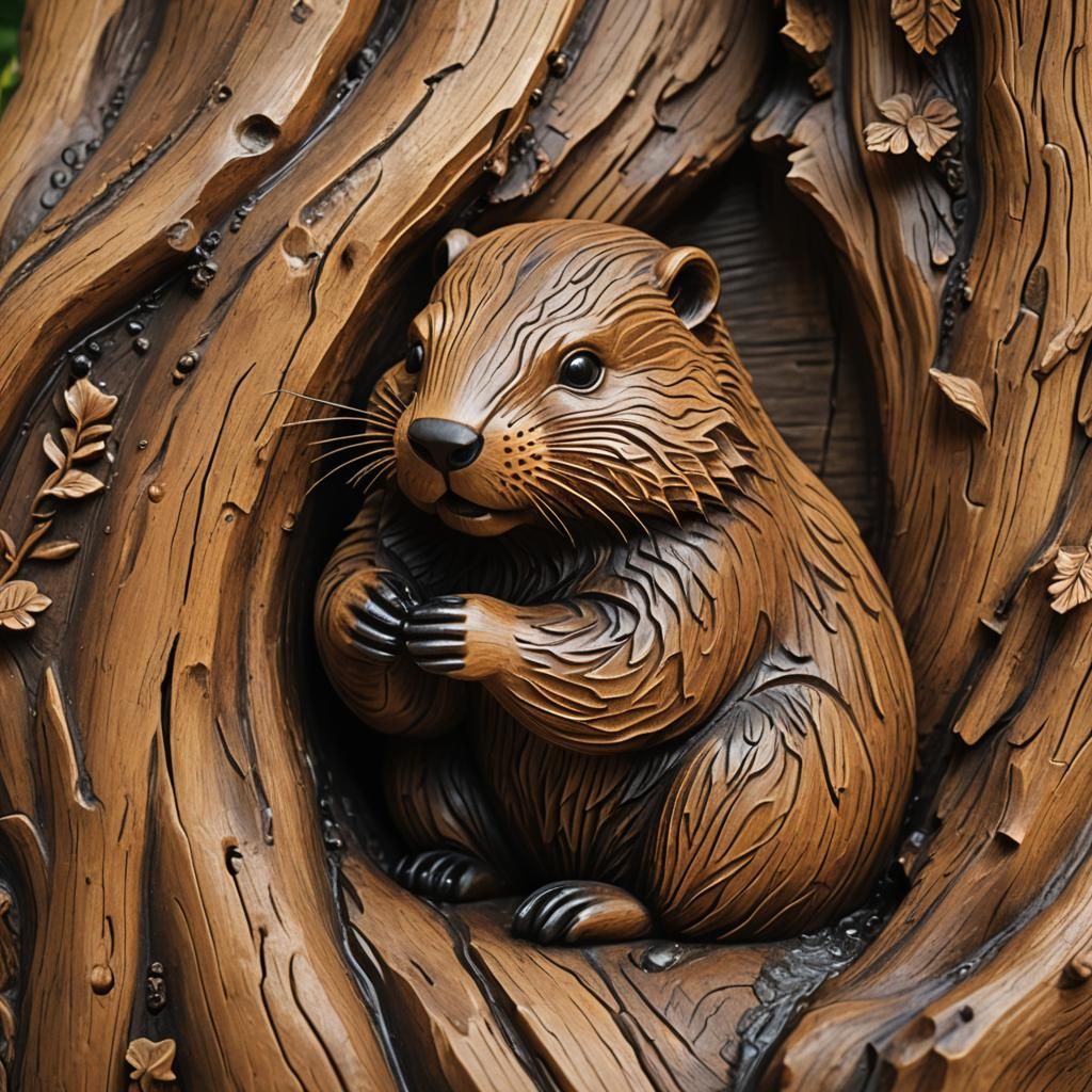wood carved beaver  by @Daleone