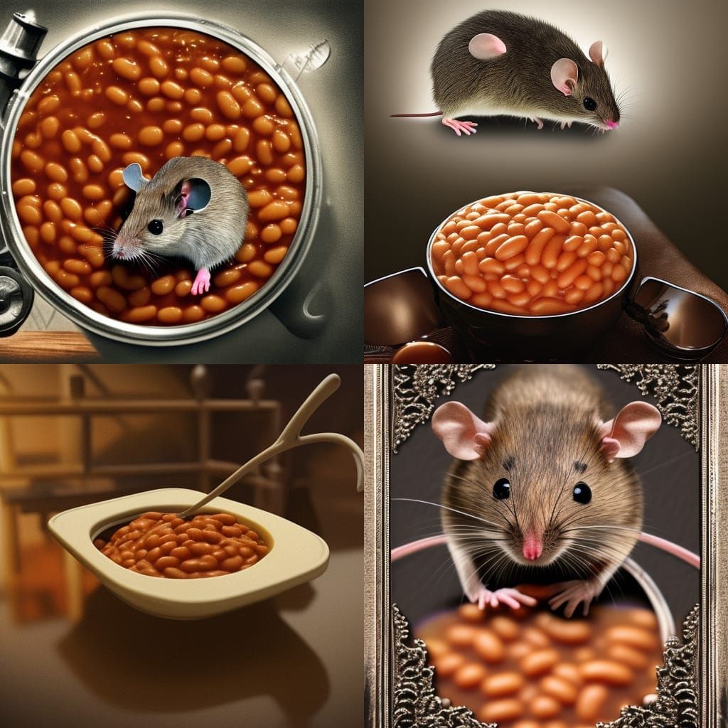 mouse in baked beans - AI Generated Artwork - NightCafe Creator