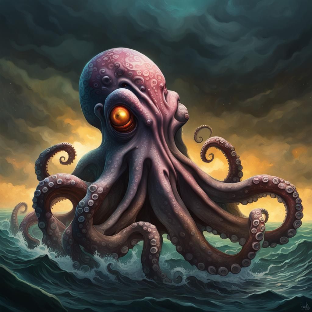 Octopus Cthulhu offspring H.P. Lovecraft - AI Generated Artwork ...