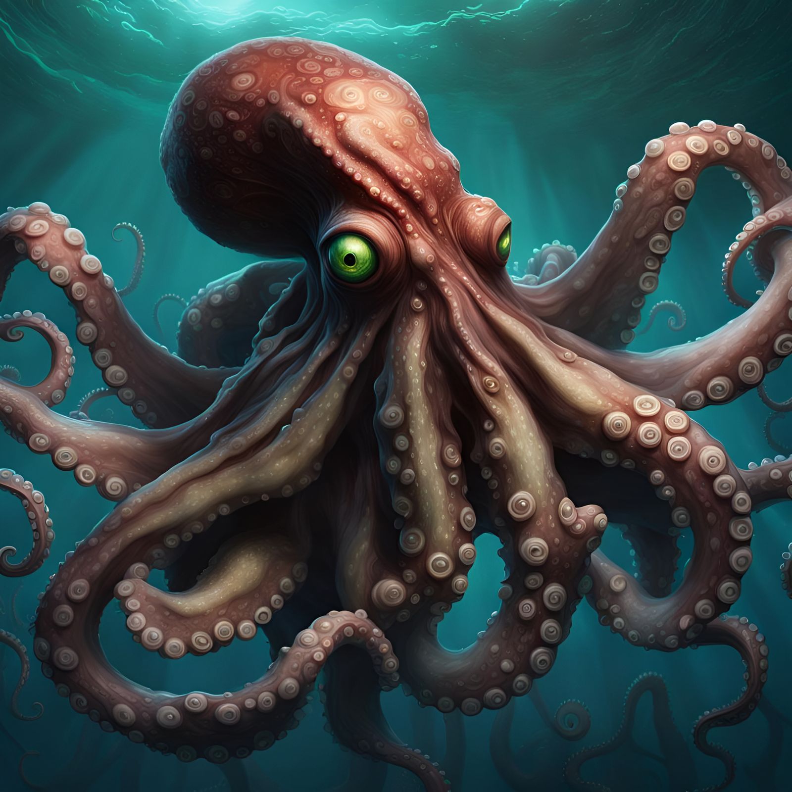 Octopus deep in the ocean - AI Generated Artwork - NightCafe Creator