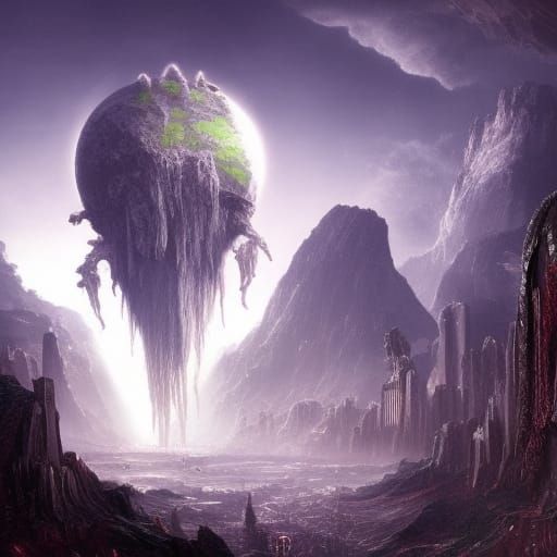 Hollow Earth City of Aliens: Digital Matte Painting