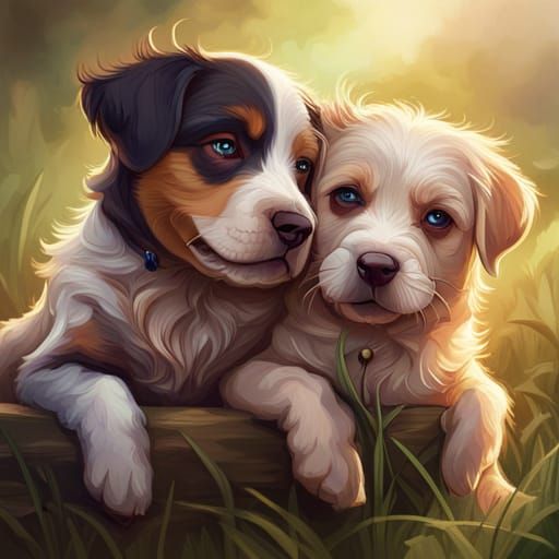 Two cuddly puppies  by @Barking Nail