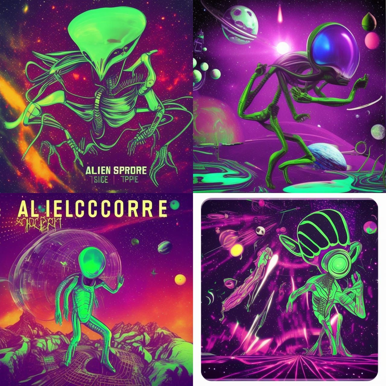 Alien Disco Space Trip, glitchcore, fantastical, cosmic