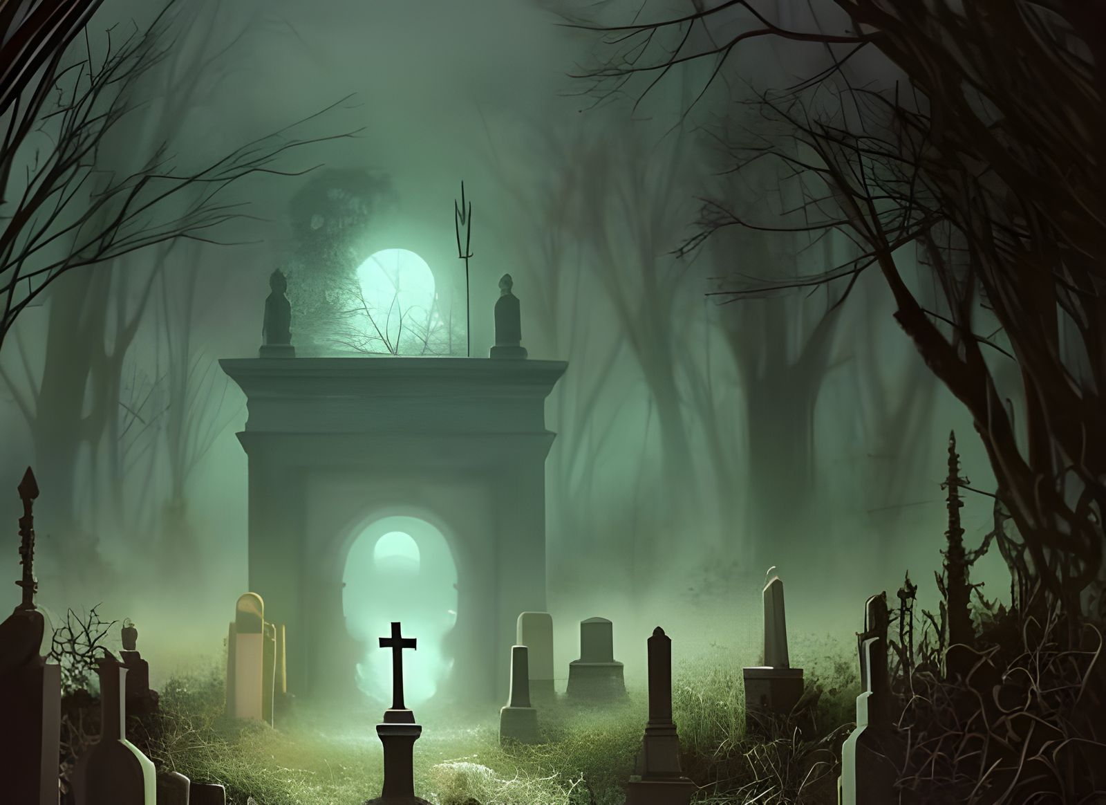 Abandoned old spooky cemetery